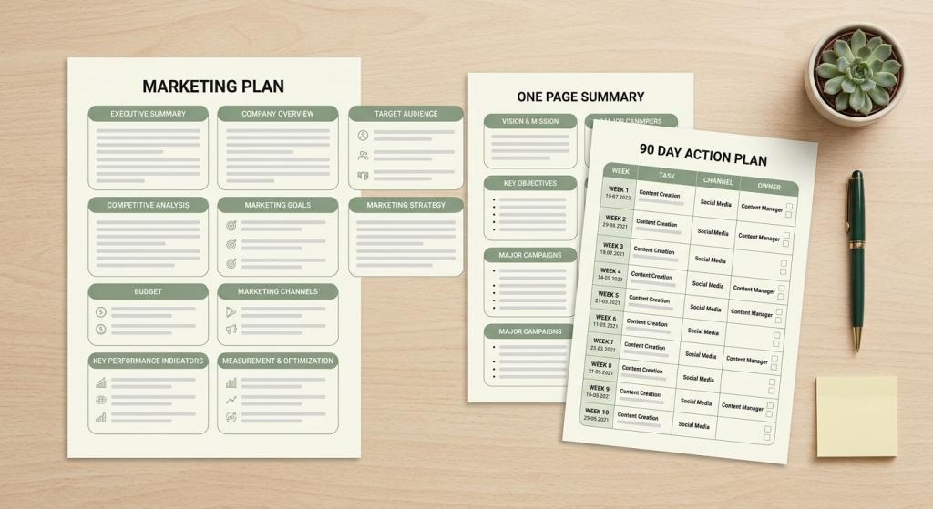 Completed SWOT analysis example for the small business marketing plan template